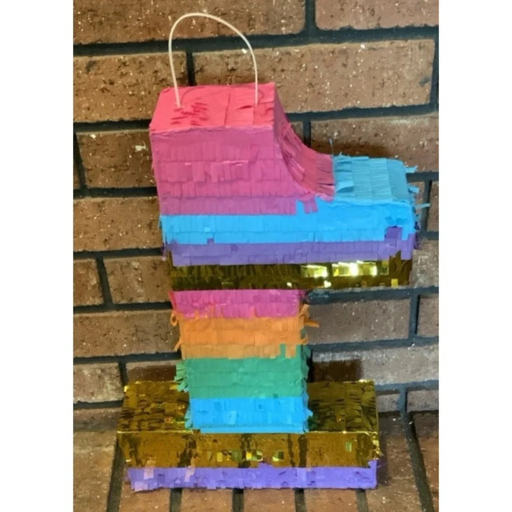 Blue Panda Rainbow Number‎ 1 Pinata For 1st Birthday Party